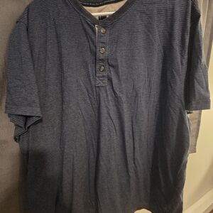 G.H. Bass & Co. Men's Dark Blue Striped Henley Shirt